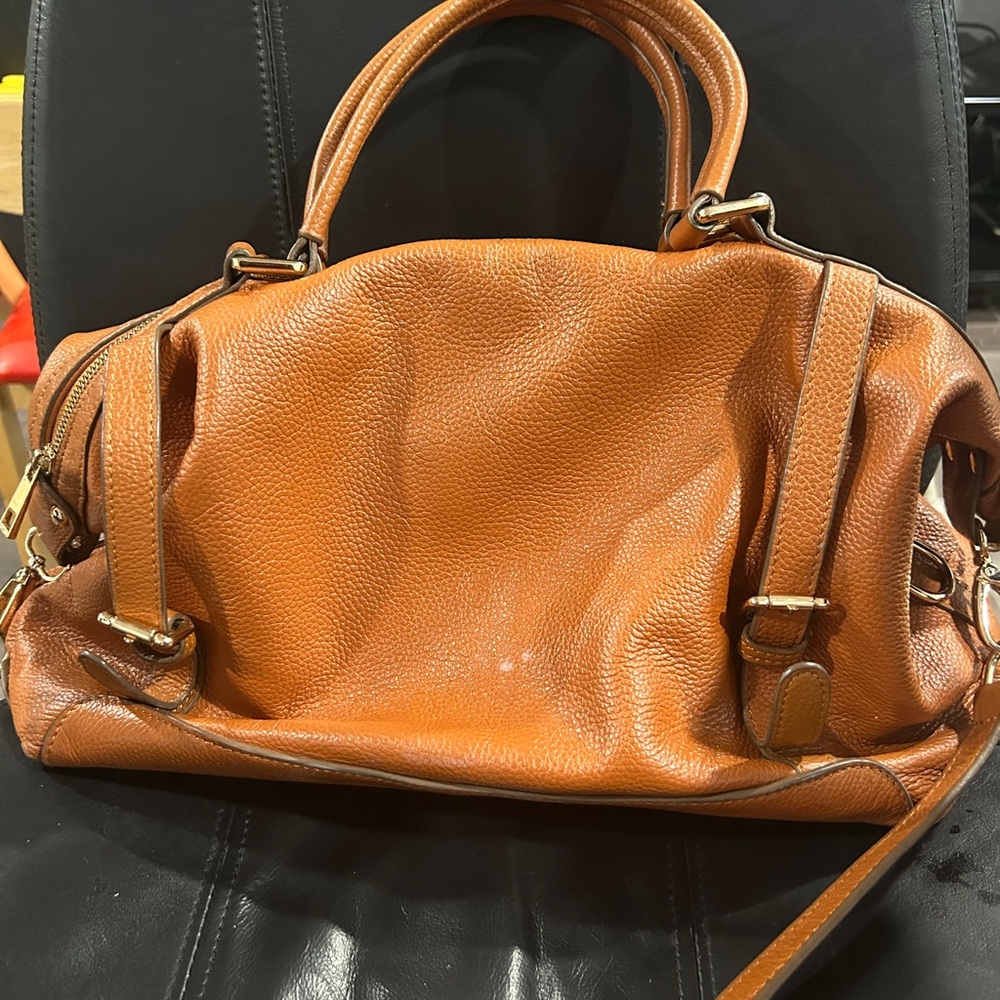 Ora Delphne Leather Satchel Handbag - Tan